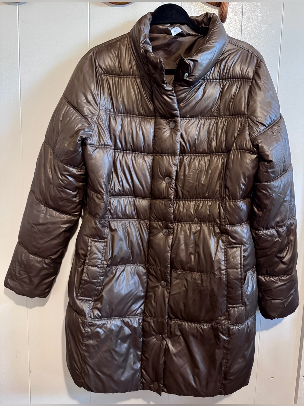Old Navy Quilted Puffer Coat in Brown